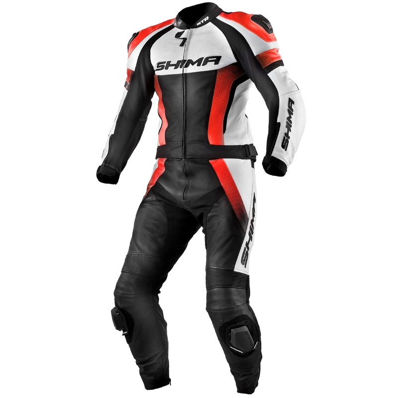 Mono de moto Shima STR negro-blanco-rojo fluo liquidación
