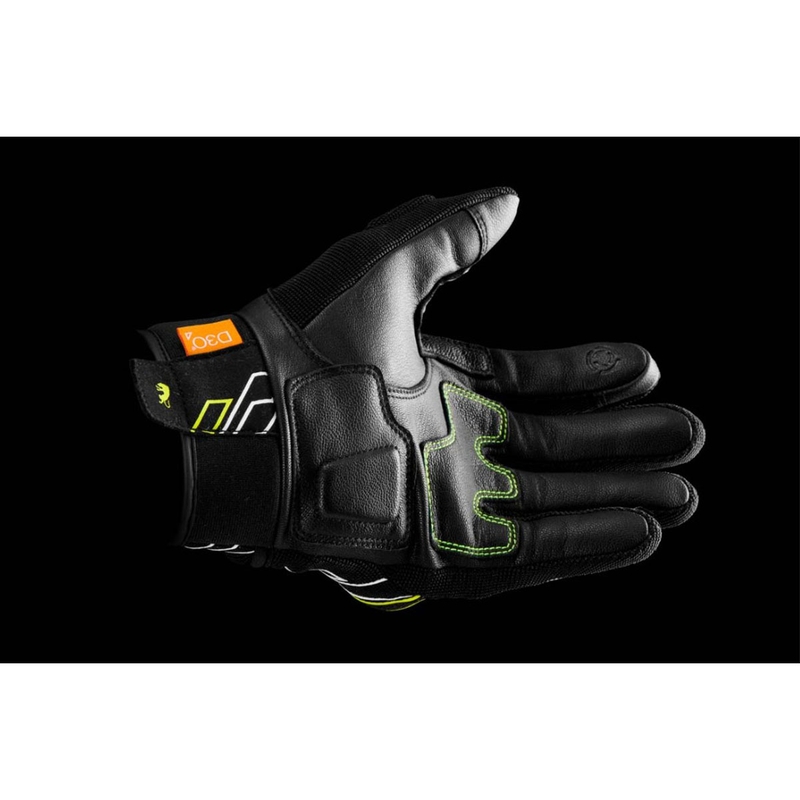 Guantes de moto Furygan Jet Neon D3O negro-blanco-amarillo fluo
