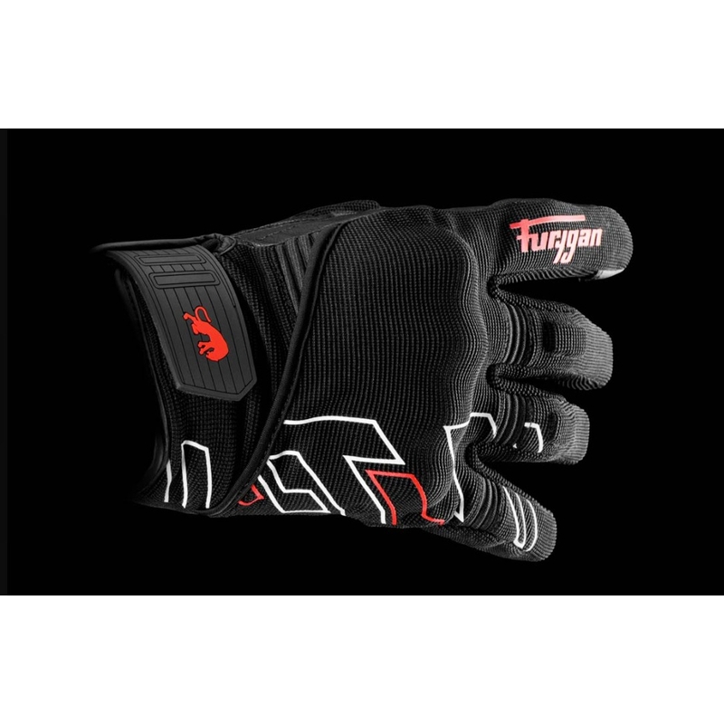 Guantes de moto Furygan Jet Neon D3O negro-blanco-rojo
