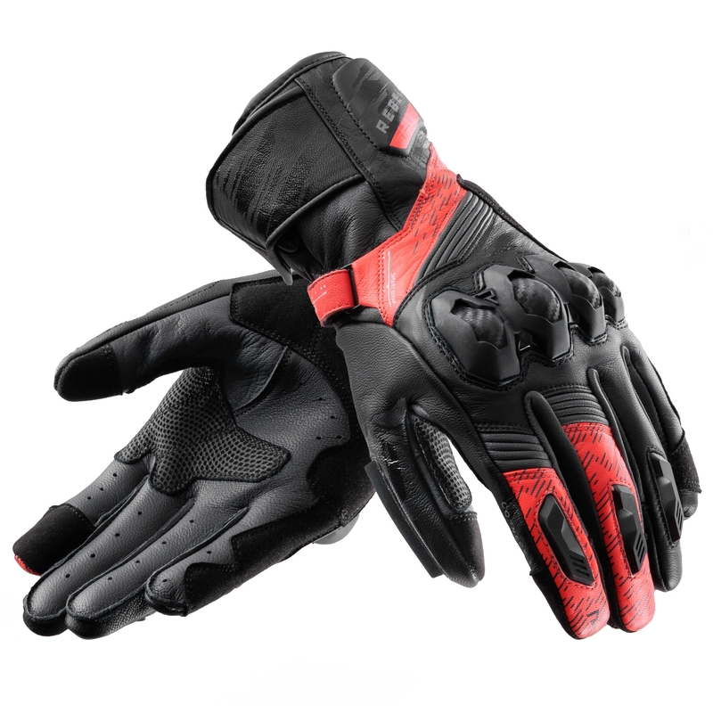 Guantes de moto Rebelhorn Viper negro-gris-rojo fluo