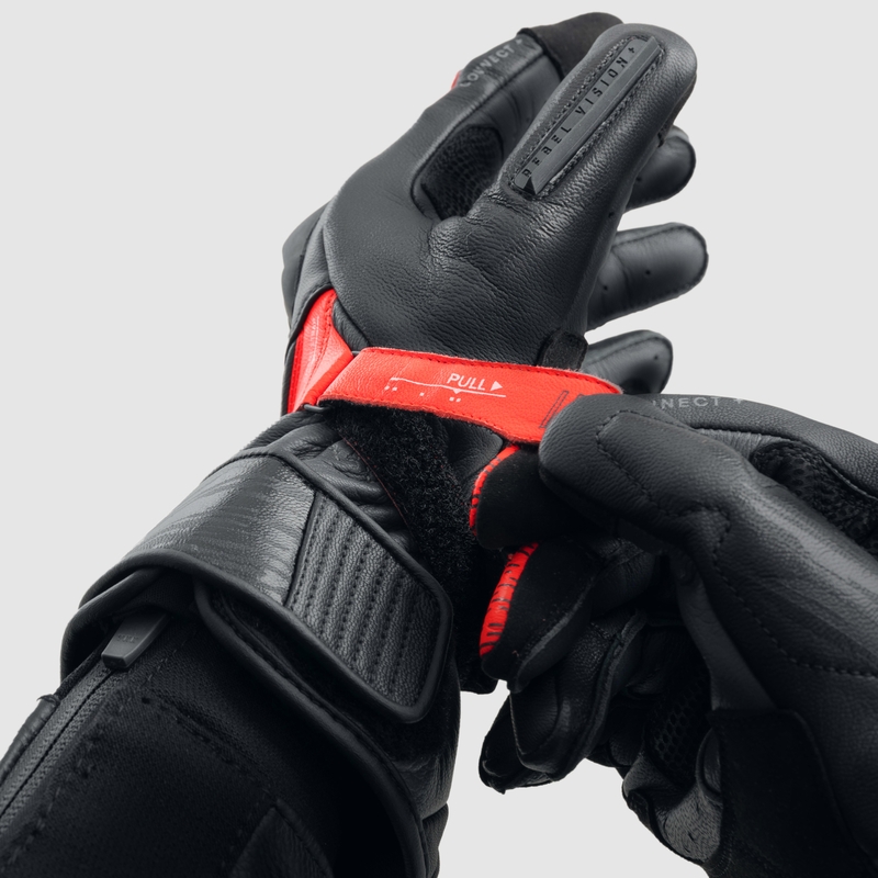 Guantes de moto Rebelhorn Viper negro-gris-rojo fluo