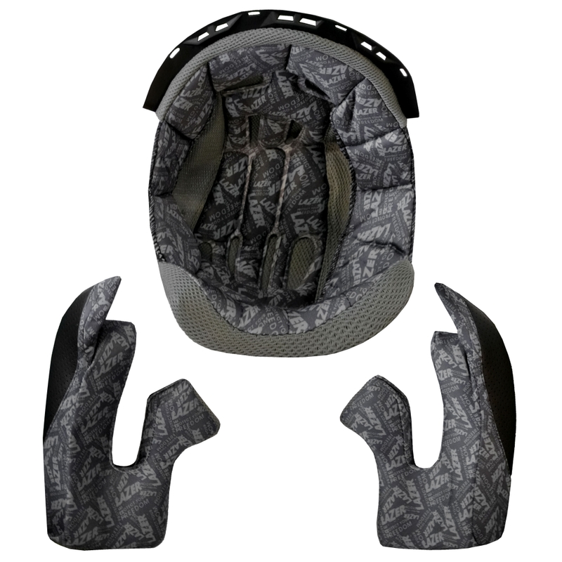 Almohadillas para las mejillas y gorra para casco Lazer Bayamo en color negro