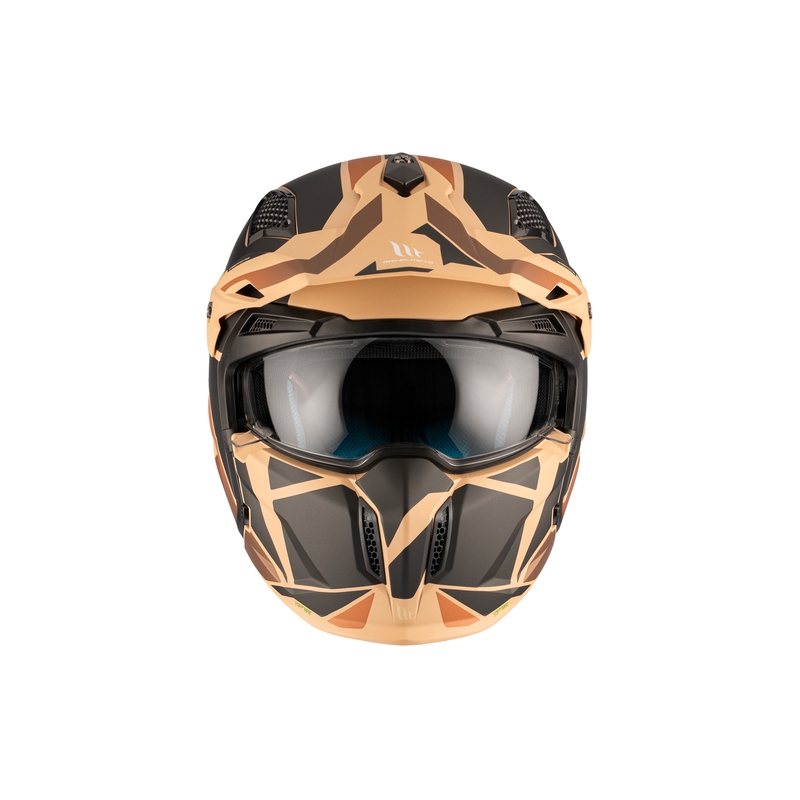 Casco jet MT Streetfighter SV S P1R B9 negro-marrón-beige