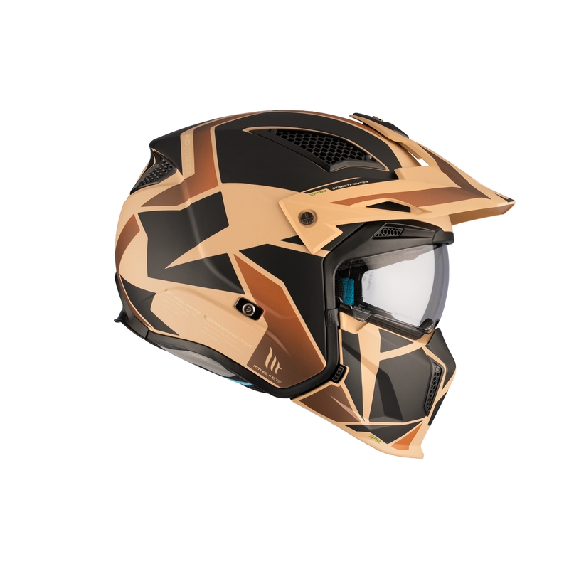Casco jet MT Streetfighter SV S P1R B9 negro-marrón-beige