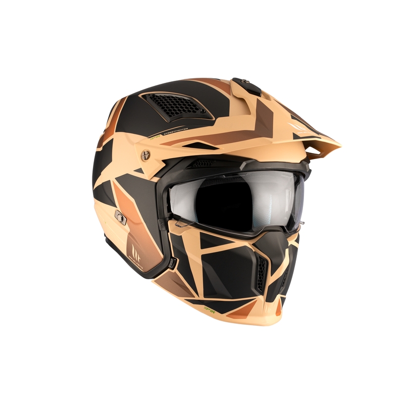 Casco jet MT Streetfighter SV S P1R B9 negro-marrón-beige