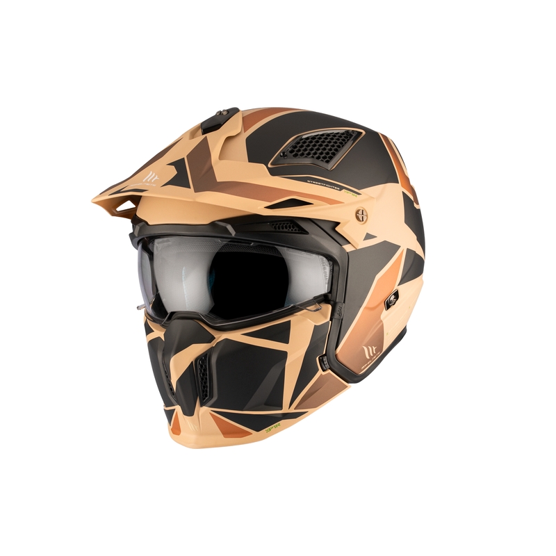 Casco jet MT Streetfighter SV S P1R B9 negro-marrón-beige