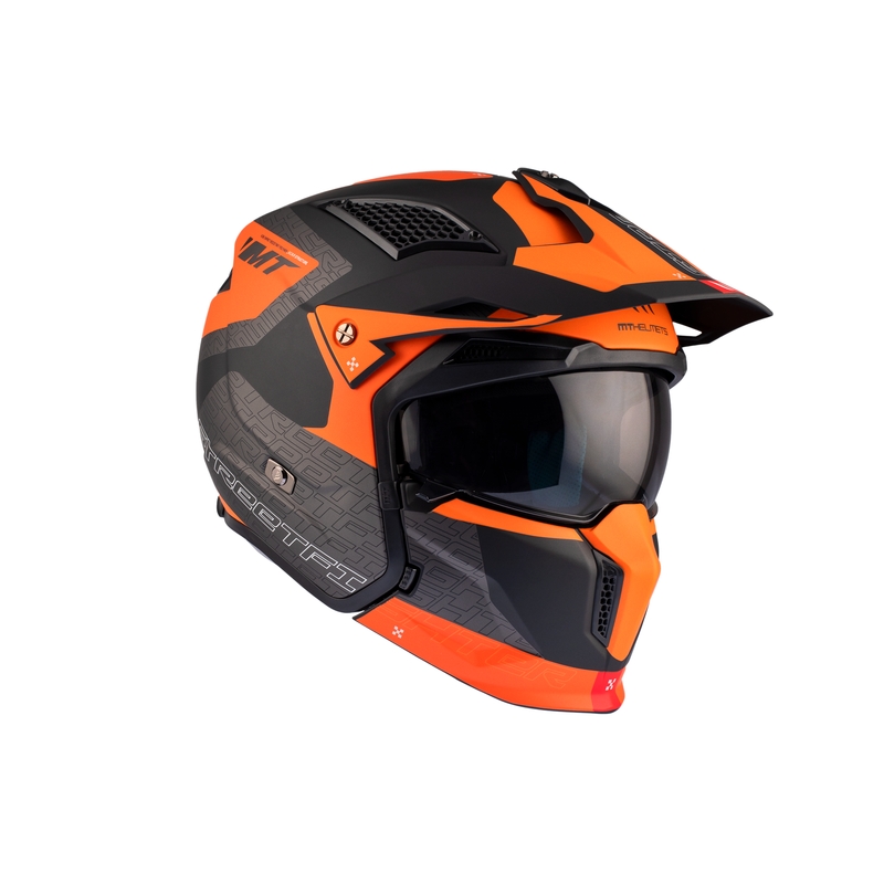 Casco abierto con máscara MT Streetfighter SV Totem B4 negro-gris-naranja