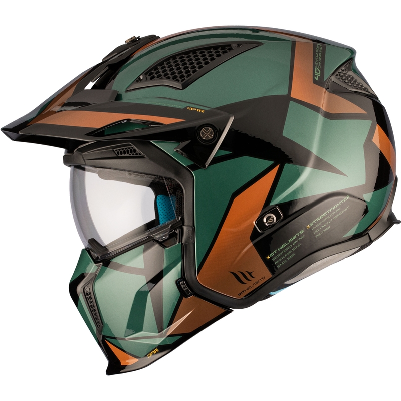 Casco abierto con máscara MT Streetfighter SV S P1R A9 negro-marrón-verde liquidación