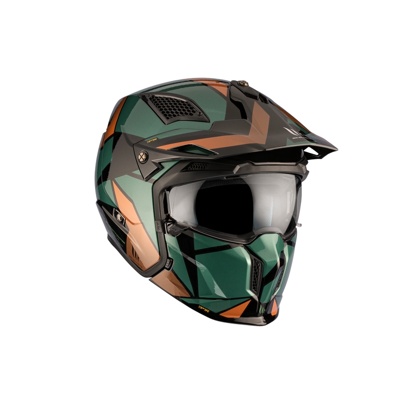 Casco abierto con máscara MT Streetfighter SV S P1R A9 negro-marrón-verde liquidación