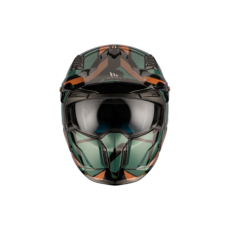 Casco abierto con máscara MT Streetfighter SV S P1R A9 negro-marrón-verde liquidación