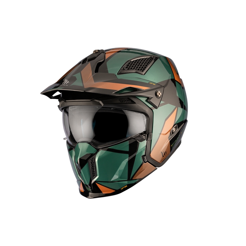 Casco abierto con máscara MT Streetfighter SV S P1R A9 negro-marrón-verde liquidación