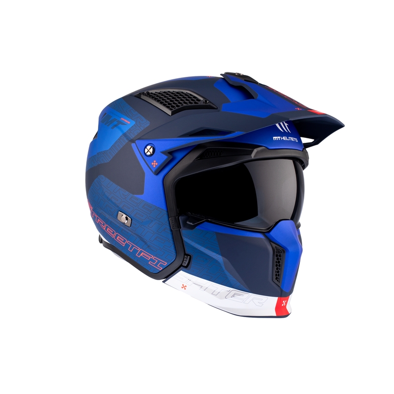 Casco abierto con máscara MT Streetfighter SV Totem C17 blanco-azul