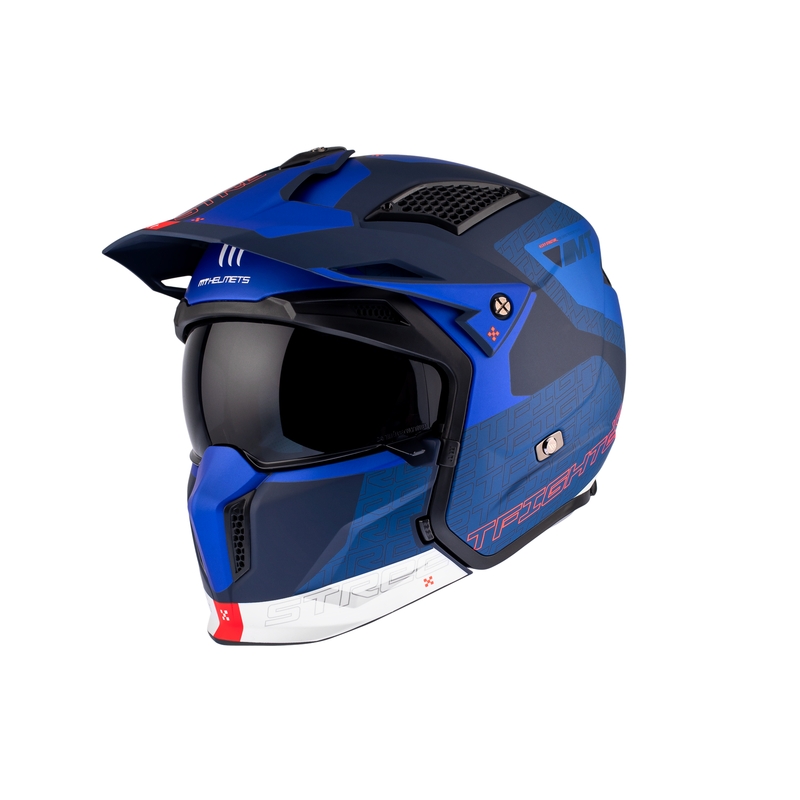 Casco abierto con máscara MT Streetfighter SV Totem C17 blanco-azul