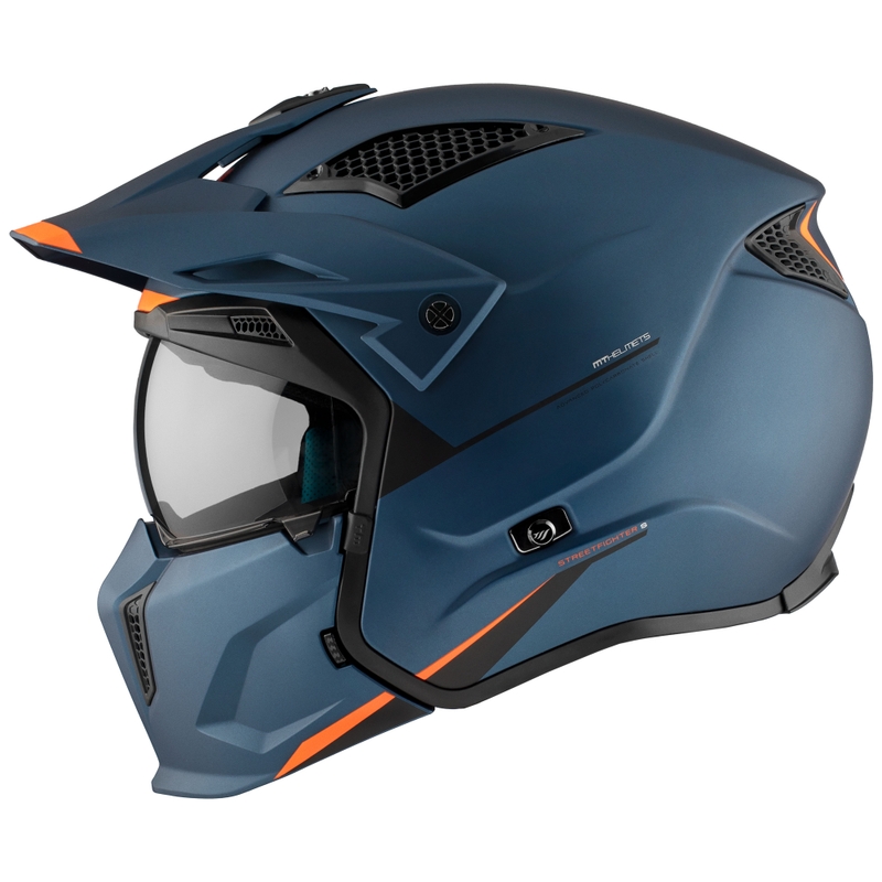 Casco abierto con máscara MT Streetfighter SV S Solid A7 azul mate