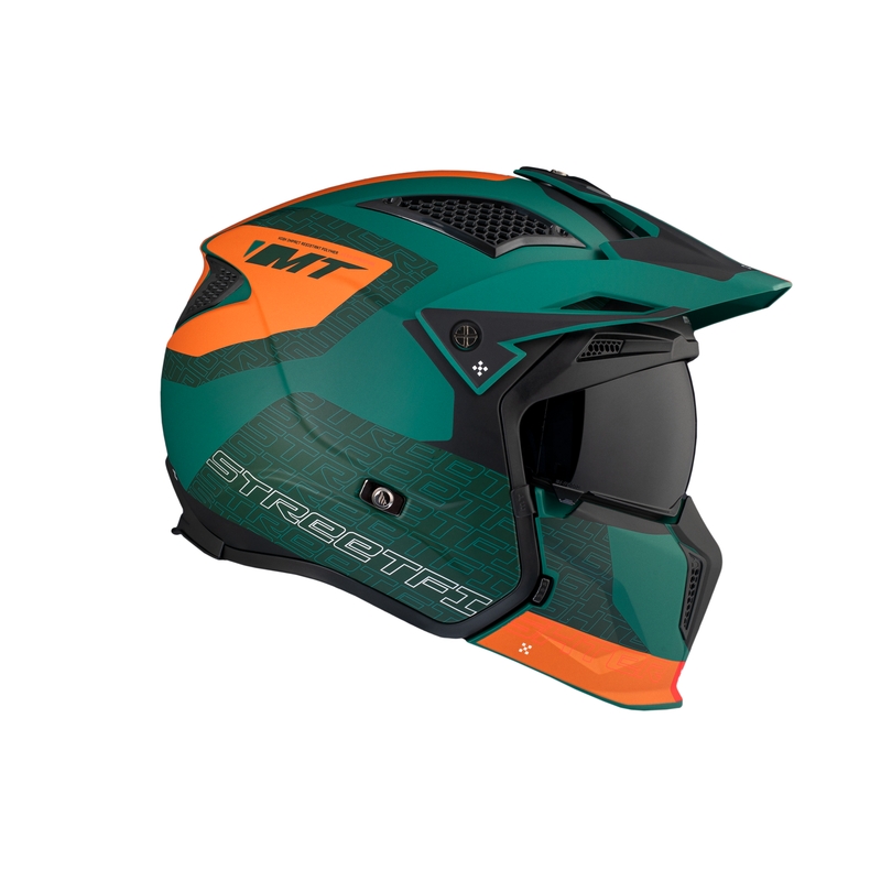 Casco abierto con máscara MT Streetfighter SV Totem C6 negro-naranja-verde liquidación