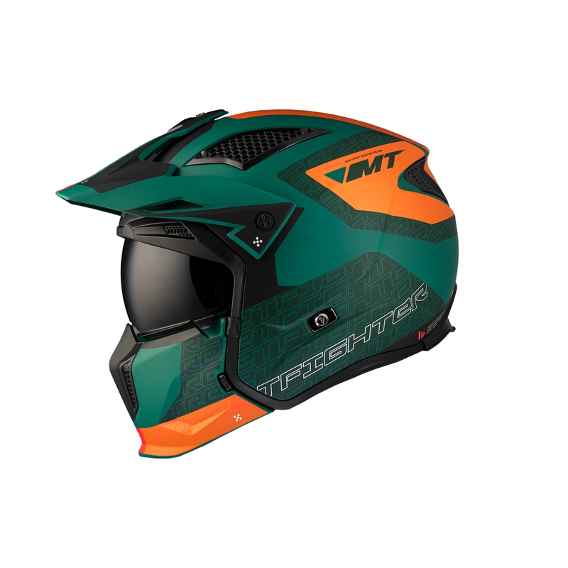 Casco abierto con máscara MT Streetfighter SV Totem C6 negro-naranja-verde liquidación