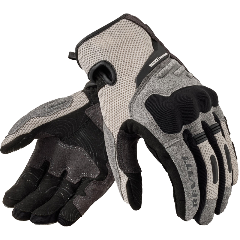 Guantes de moto Revit Cavern gris claro y negro
