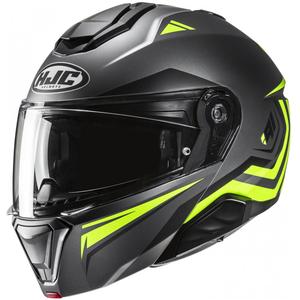 Casco de moto abatible HJC i91 Tricus MC3HSF negro-amarillo fluo