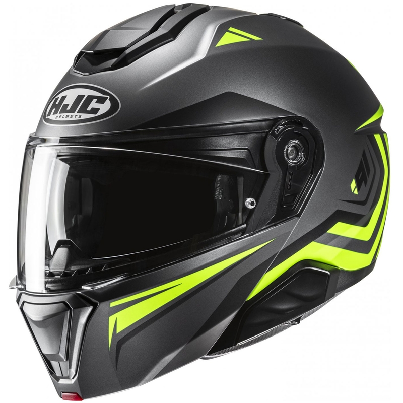Casco de moto abatible HJC i91 Tricus MC3HSF negro-amarillo fluo