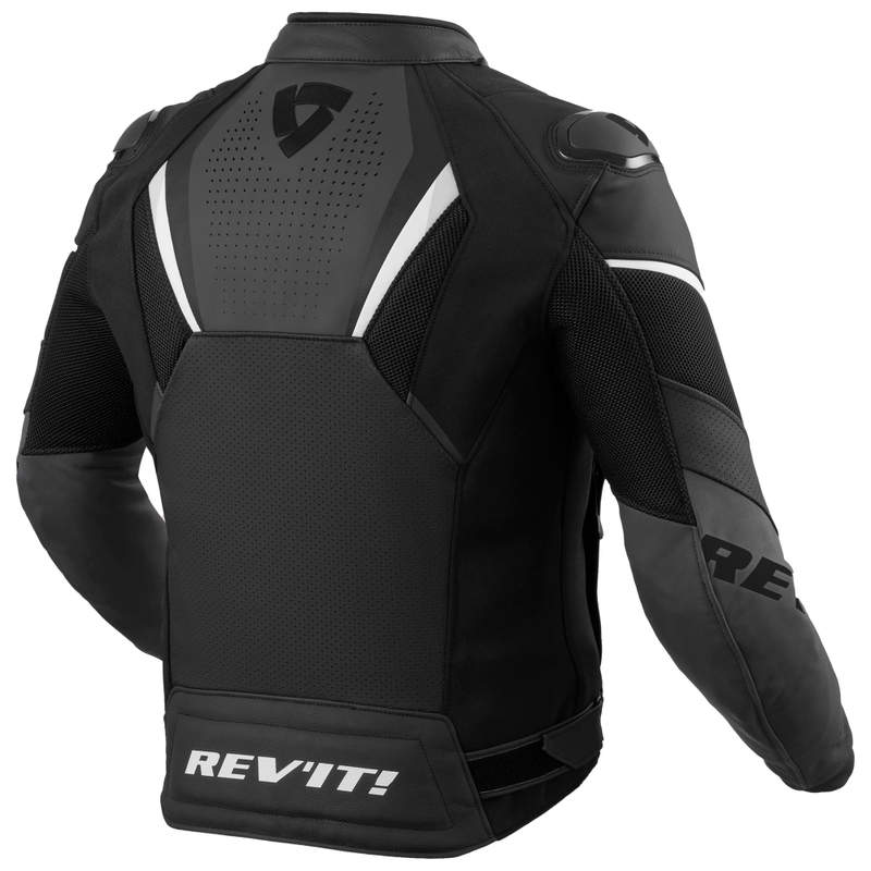 Chaqueta de cuero para motociclista Revit Automate negra