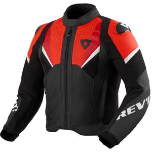 Chaqueta de cuero para moto Revit Automate negra y roja fluorescente