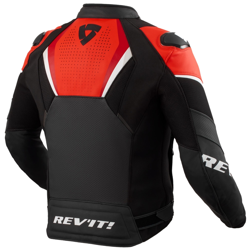Chaqueta de cuero para moto Revit Automate negra y roja fluorescente