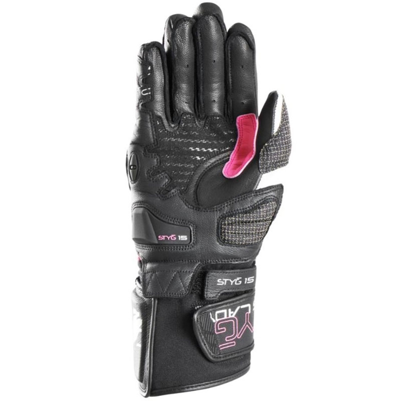 Guantes de moto para mujer Furygan Styg 15 Lady negro-rosa