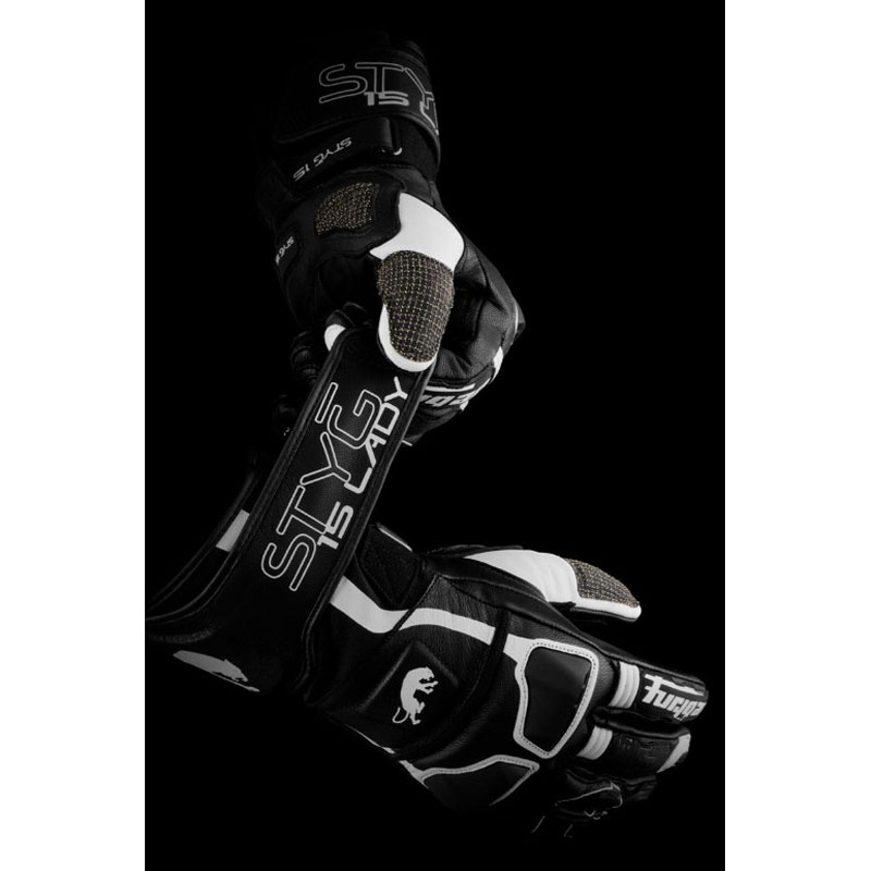 Guantes de moto para mujer Furygan Styg 15 Lady negro-blanco