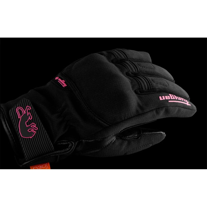 Guantes de moto para mujer Furygan Jet Lady All Season D3O® Evo negro-rosa