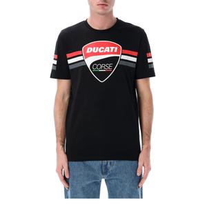 Camiseta negra con emblema de rayas de Ducati