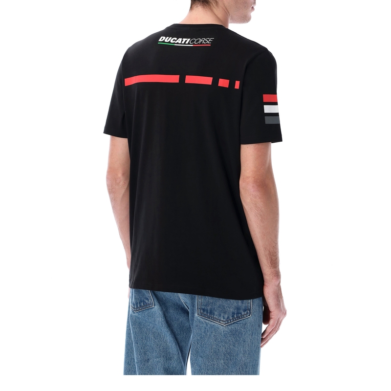 Camiseta negra con emblema de rayas de Ducati
