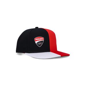 Gorra plana Ducati roja, negra y blanca