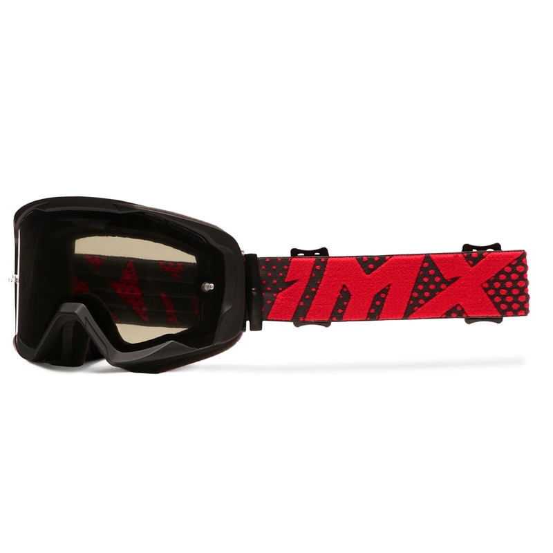 Gafas de moto iMX Endurance Flip negras y rojas con plexiglás ahumado