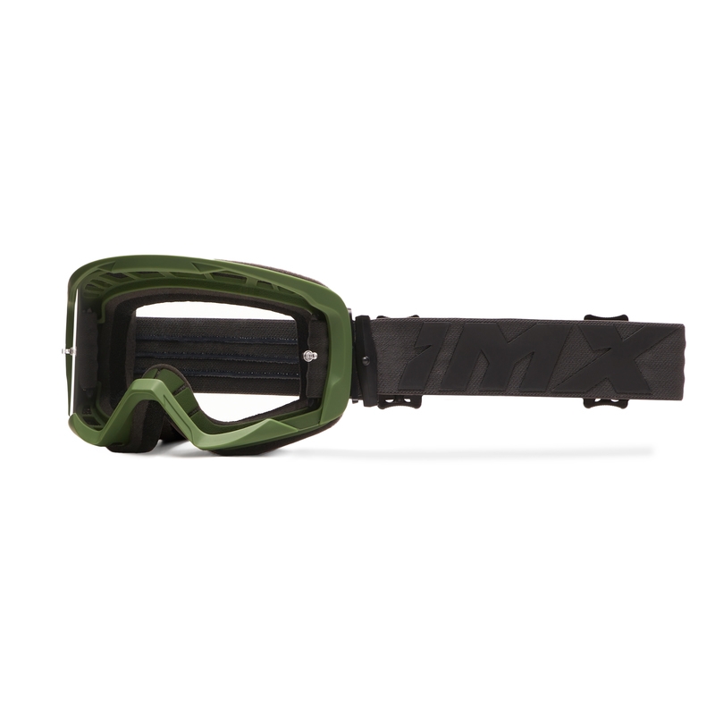 Gafas de moto iMX Endurance Flip de color verde y negro con plexiglás transparente