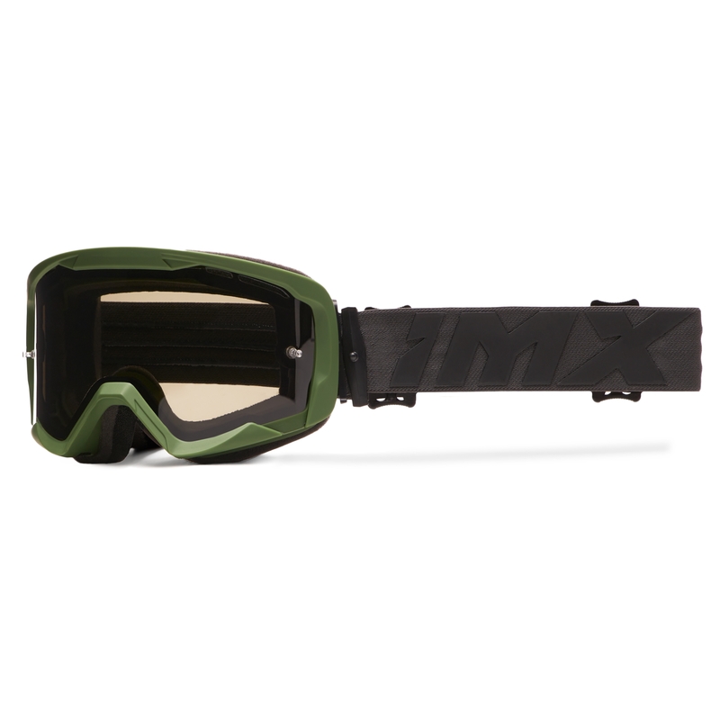 Gafas de moto iMX Endurance Flip de color verde y negro con plexiglás transparente
