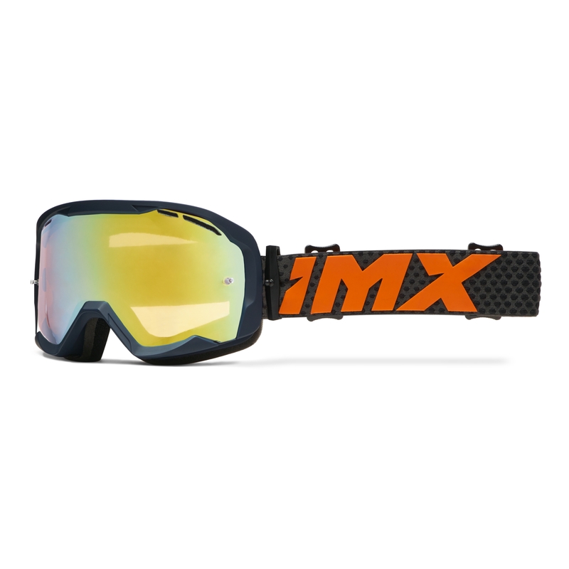 Gafas de moto iMX Endurance Flip de color azul anaranjado con plexiglás de iridio