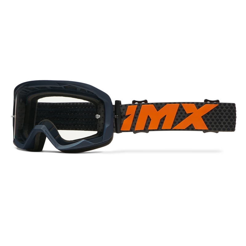 Gafas de moto iMX Endurance Flip de color azul anaranjado con plexiglás de iridio