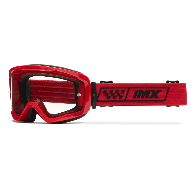 Gafas de moto iMX Endurance Race de color rojo-rojo con plexiglás ahumado
