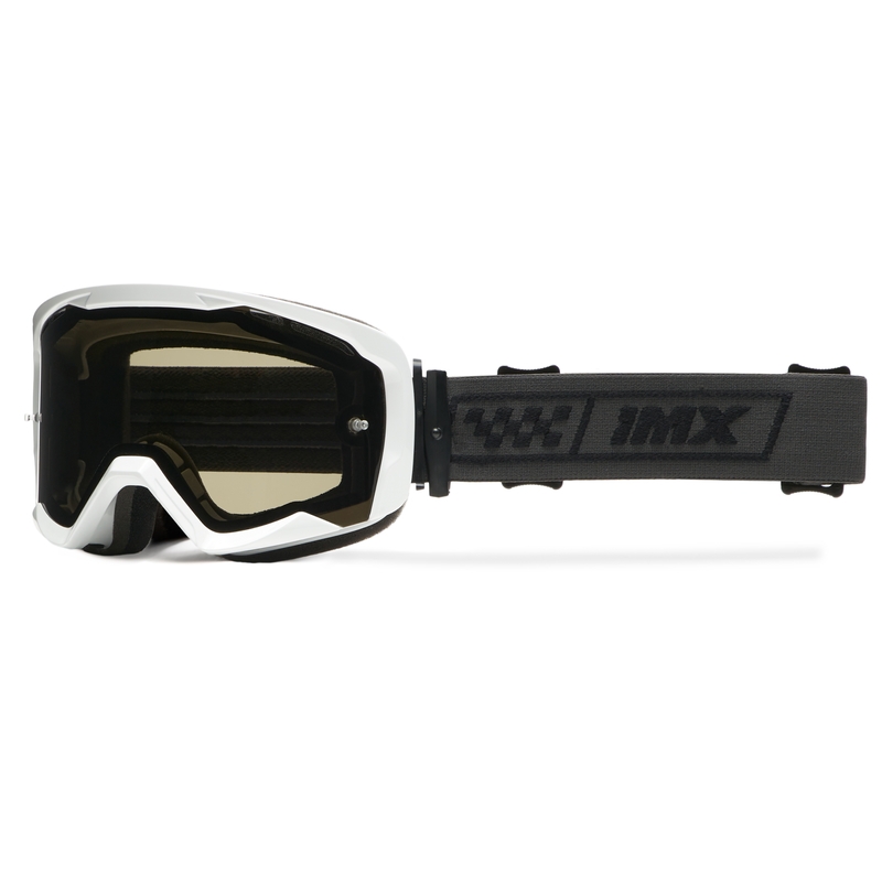 Gafas de moto iMX Endurance Race de color blanco y negro con plexiglás ahumado
