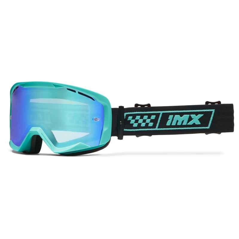 Gafas de moto iMX Endurance Race de color turquesa y negro con plexiglás de iridio