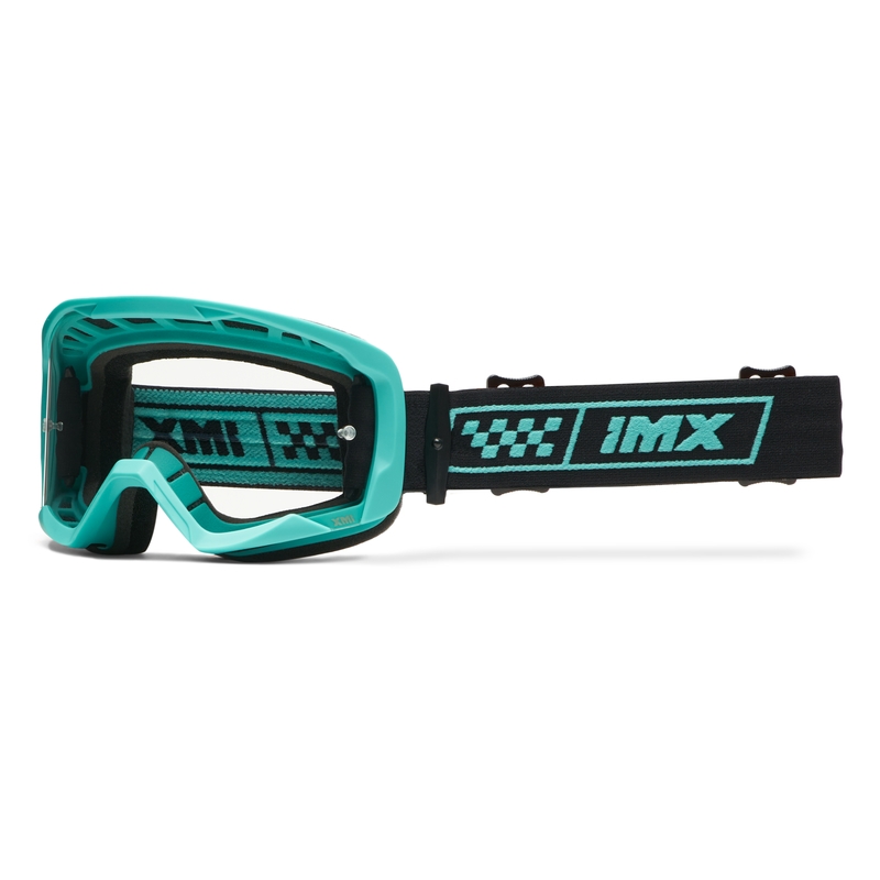 Gafas de moto iMX Endurance Race de color turquesa y negro con plexiglás de iridio