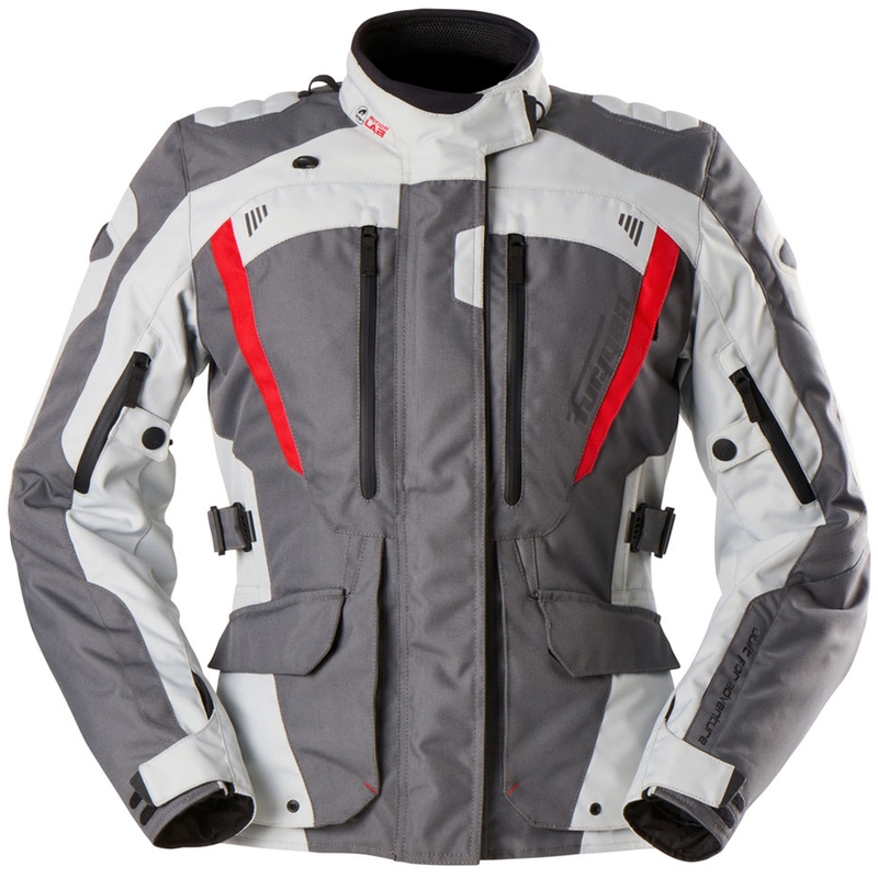 Chaqueta de moto para mujer Furygan Apalaches Lady Evo gris-beige-rojo