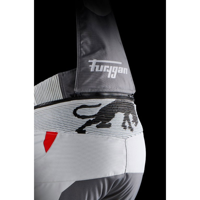 Pantalones de moto Furygan Killington gris-beige-rojo