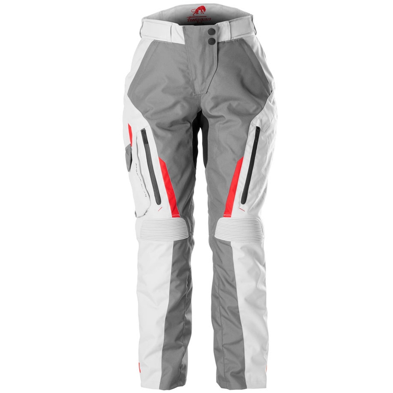 Pantalones de moto para mujer Furygan Killington Lady en color gris-beige-rojo