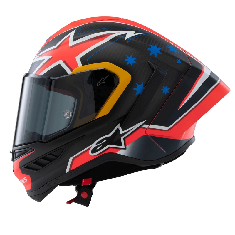Casco integral para motocicleta Alpinestars Supertech R10 Limited Edition Jack Miller en carbono mate rojo-azul-amarillo-blanco