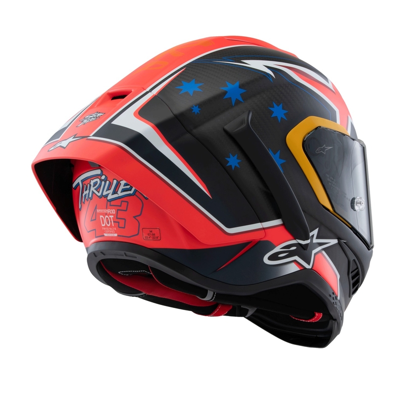 Casco integral para motocicleta Alpinestars Supertech R10 Limited Edition Jack Miller en carbono mate rojo-azul-amarillo-blanco