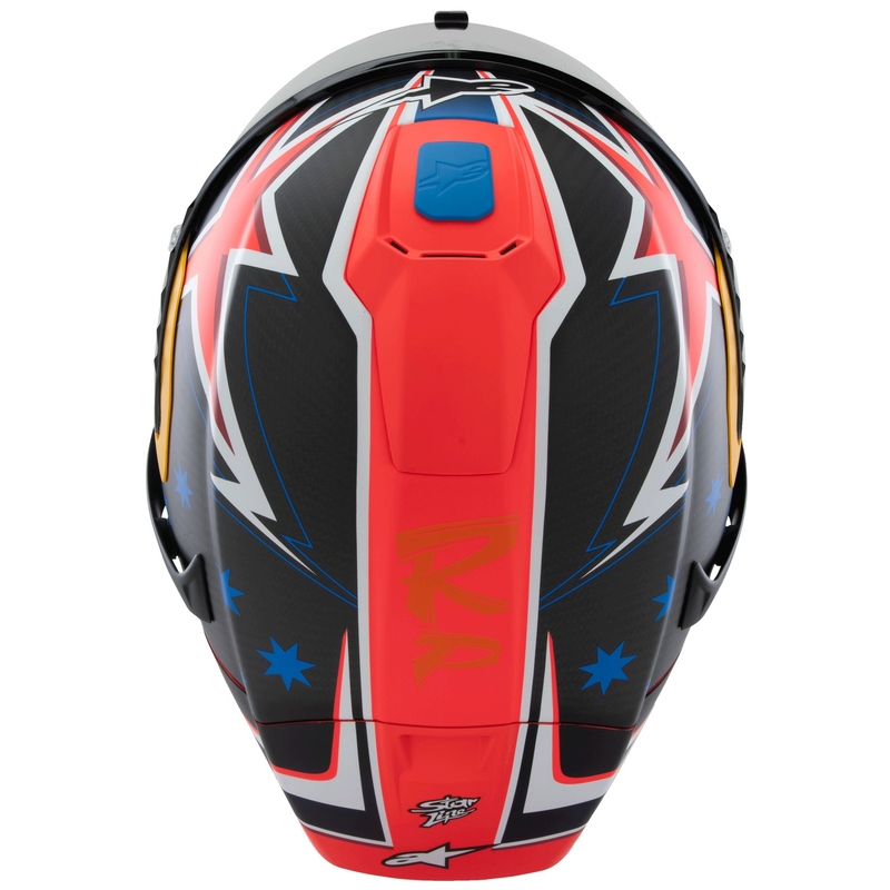 Casco integral para motocicleta Alpinestars Supertech R10 Limited Edition Jack Miller en carbono mate rojo-azul-amarillo-blanco