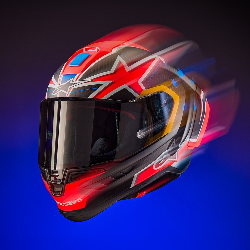 Casco integral para motocicleta Alpinestars Supertech R10 Limited Edition Jack Miller en carbono mate rojo-azul-amarillo-blanco