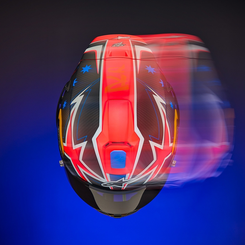 Casco integral para motocicleta Alpinestars Supertech R10 Limited Edition Jack Miller en carbono mate rojo-azul-amarillo-blanco