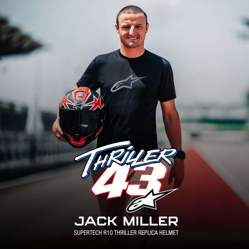 Casco integral para motocicleta Alpinestars Supertech R10 Limited Edition Jack Miller en carbono mate rojo-azul-amarillo-blanco